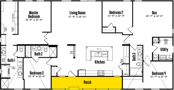 Doublewide h-36×72-43a floor plan home features