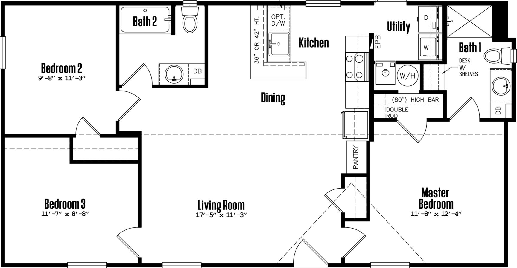 Doublewide 24×48-32a floor plan home features