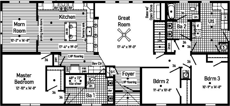 Pennwest classique ranch 2p2050-x floor plan home features