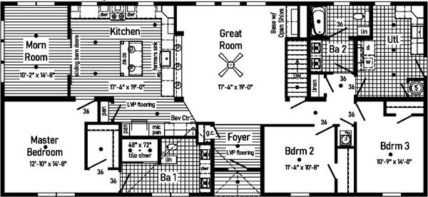 Pennwest classique ranch 2p2050-x floor plan home features