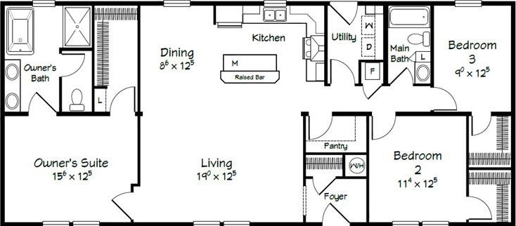 Evolution series harding model 2680 floor plan home features