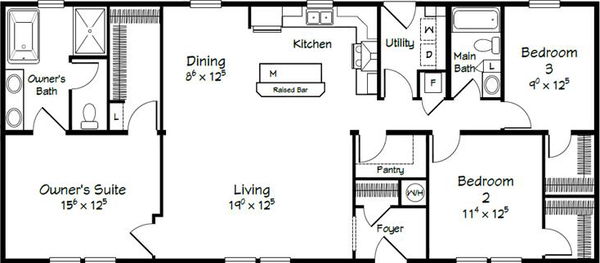 Evolution series harding model 2680 floor plan home features