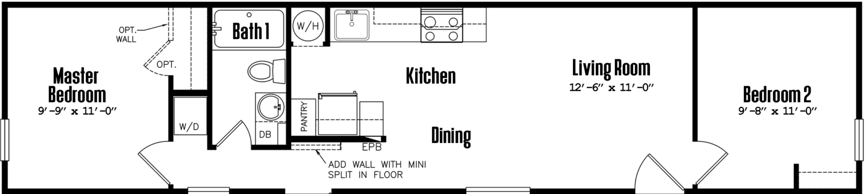 Singlewide 12×56-21a floor plan home features