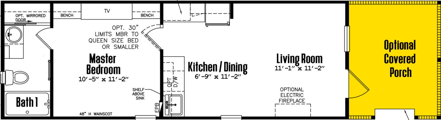 Tiny hacienda 12×34-11fla floor plan home features