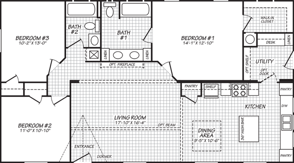 The opal (28483f) floor plan home features