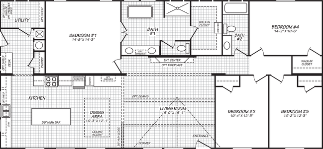 The clover (30603f-2) floor plan home features