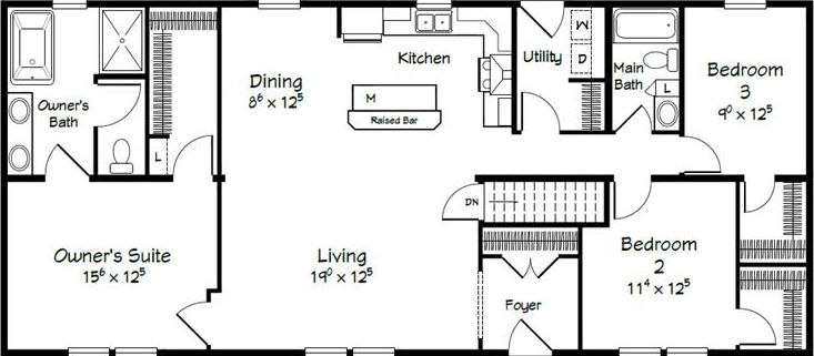 Evolution series harding model 2680b floor plan home features