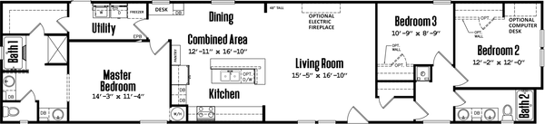 Singlewide h-18×80-32c floor plan home features