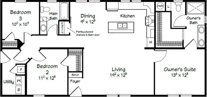 Evolution series warren model 2856 floor plan home features