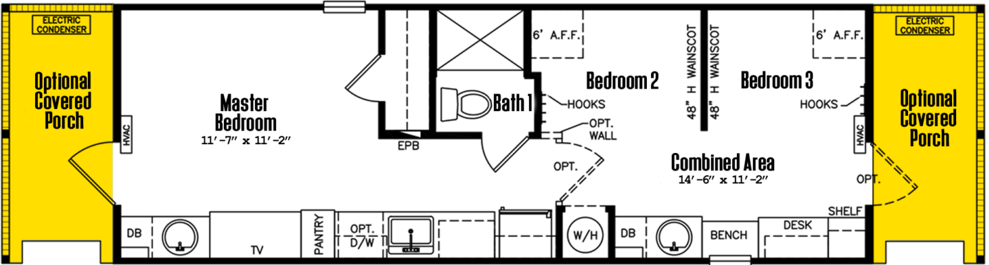 Tiny bungalow 12×34-31a floor plan home features