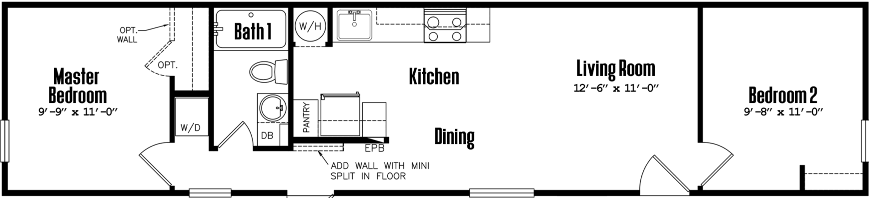 Singlewide s-12×56-21a floor plan home features