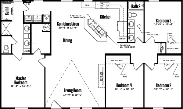 Doublewide 32×56-42b floor plan home features