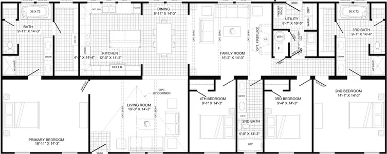The roddy floor plan home features