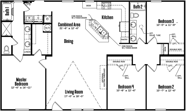 Doublewide c-32×56-42b floor plan home features