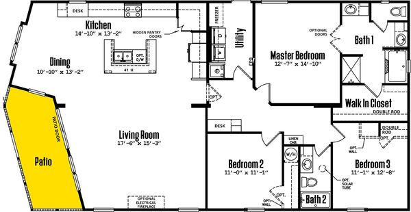 Doublewide c-32×64-32ap floor plan home features