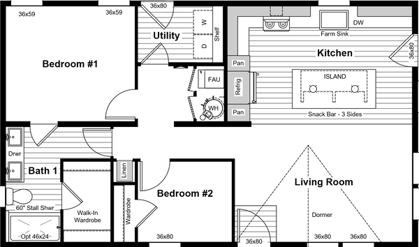 Light floor plan home features