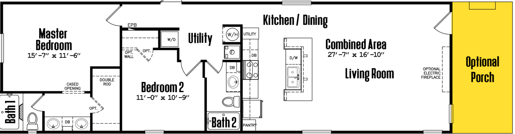 Ultra 18-wide 18×64-22a floor plan home features