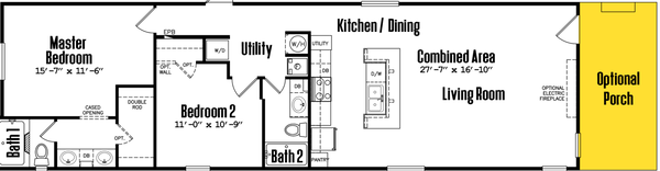 Ultra 18-wide 18×64-22a floor plan home features