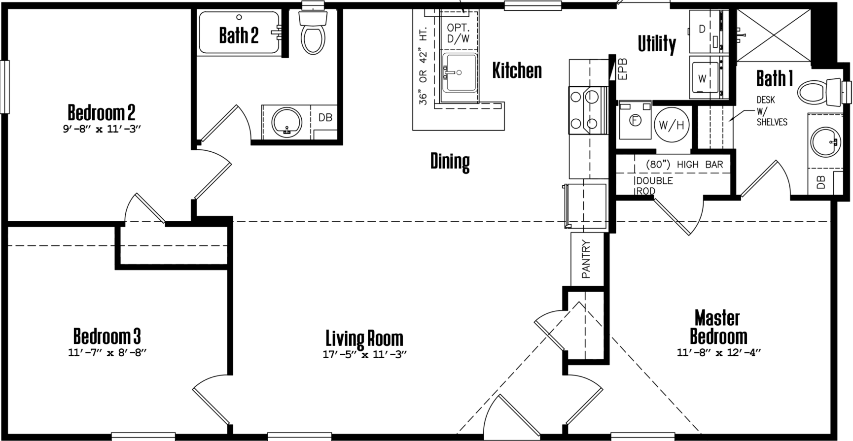 Doublewide 24×48-32a-3 floor plan home features