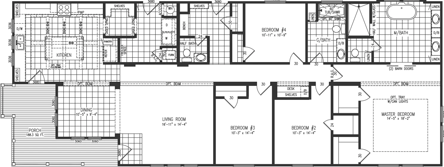 Pearl 6380 floor plan home features