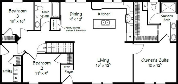 Evolution series warren model 2856b floor plan home features