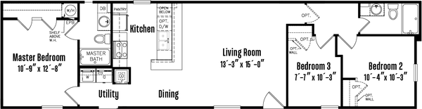 Singlewide s-16×64-32c floor plan home features