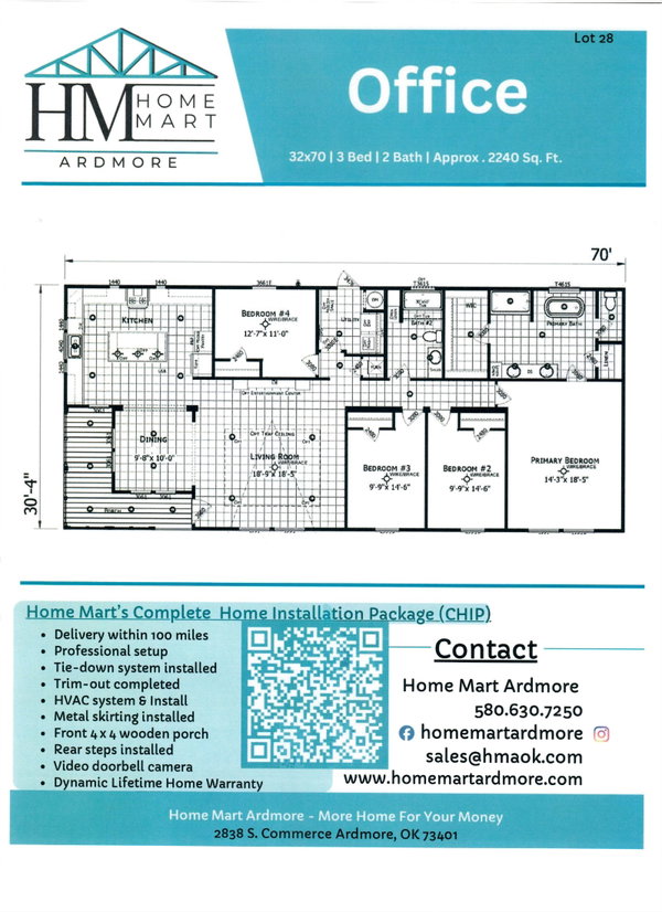 The office lot #28 floor plan home features