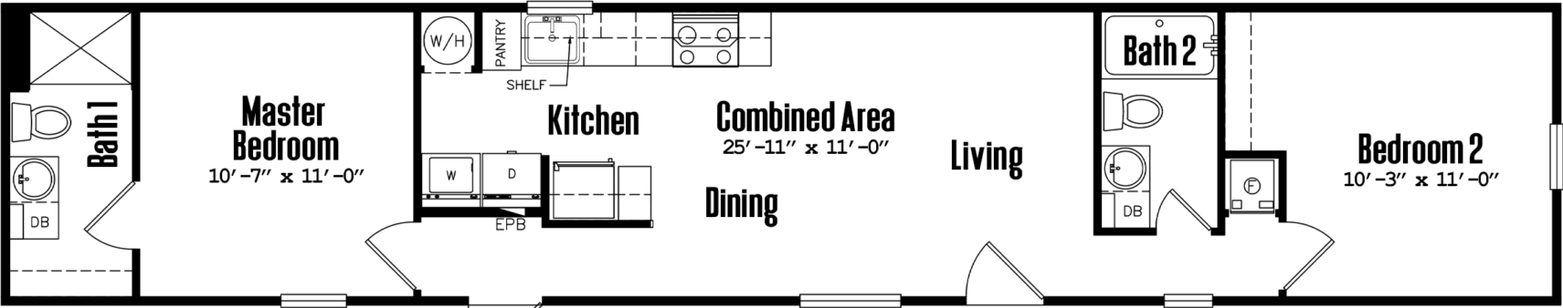 Singlewide s-12×64-22a floor plan home features