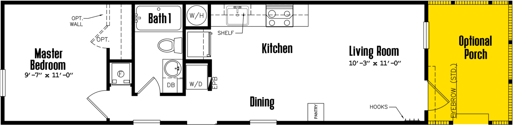 Singlewide 12×44-11a floor plan home features