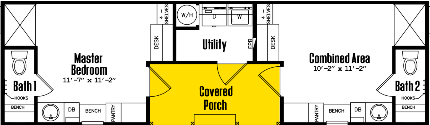 Tiny home 12×40-22a floor plan home features