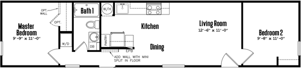 Small singlewide s-12×56-21a floor plan home features