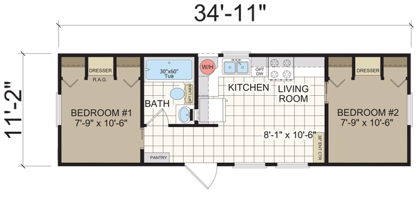 Park model 531 floor plan home features