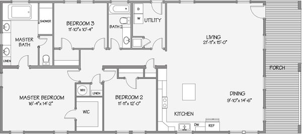 Tidewater floor plan home features