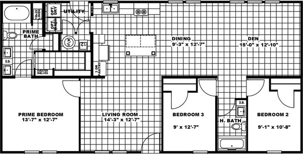 The elite 52 floor plan home features