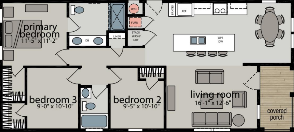 Humboldt Bay - 52 x 23'4" Floor Plan