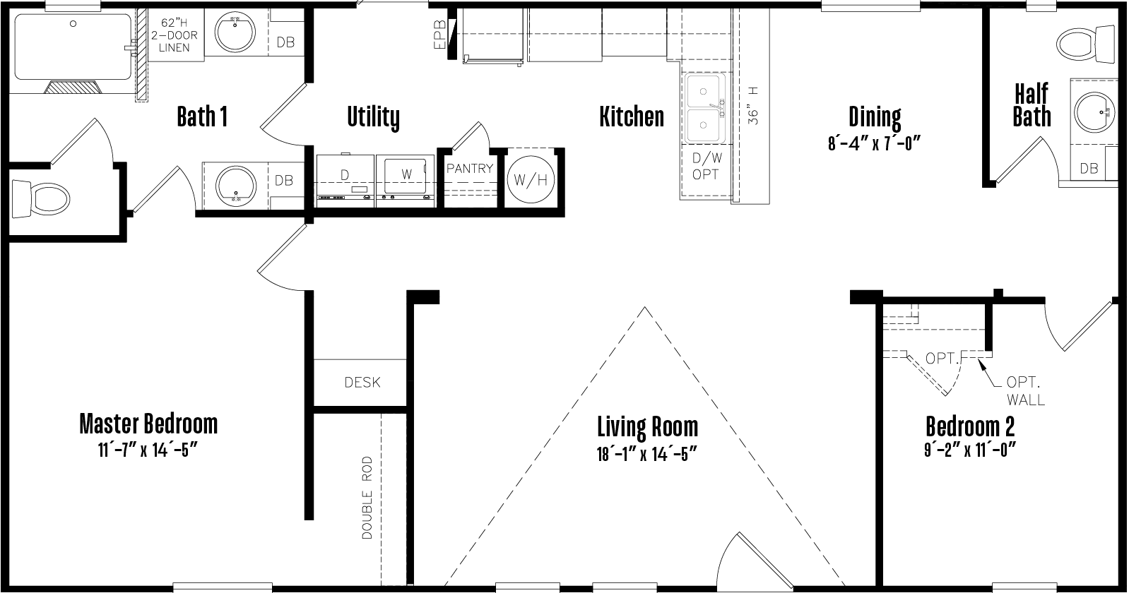 Doublewide s-24×48-21.5a floor plan home features