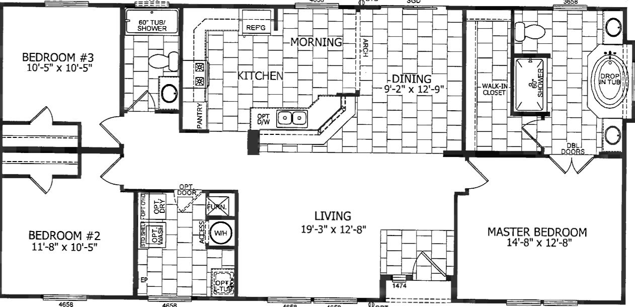 Oak floor plan home features