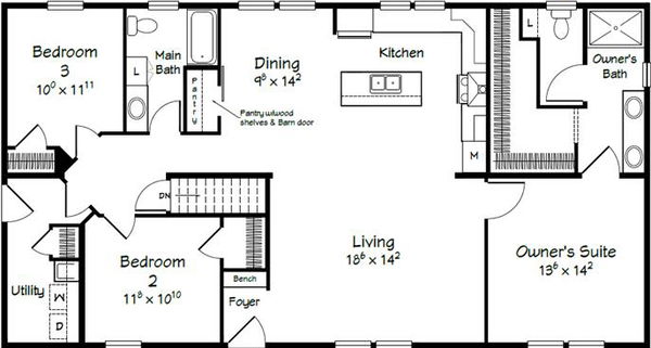 Evolution series warren model 3256b floor plan home features