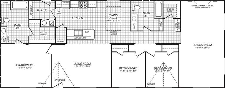 The glacier (28683e) floor plan home features