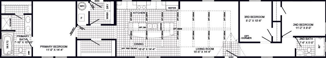 The dewey floor plan home features