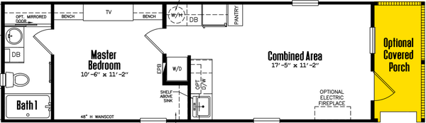 Tiny home s-12×36-11fla floor plan home features