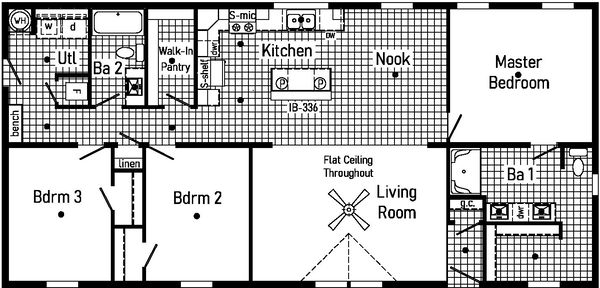 Blazer elite ranch td1302-p floor plan home features