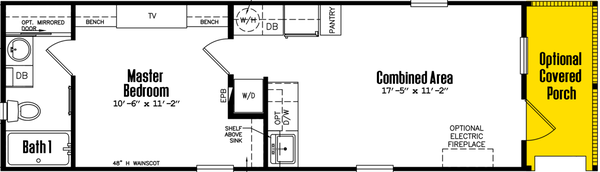 Tiny home 12×36-11fla floor plan home features