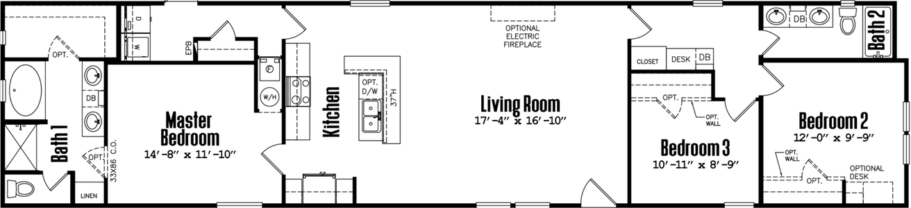 Ultra18-wide c-18×80-32h floor plan home features