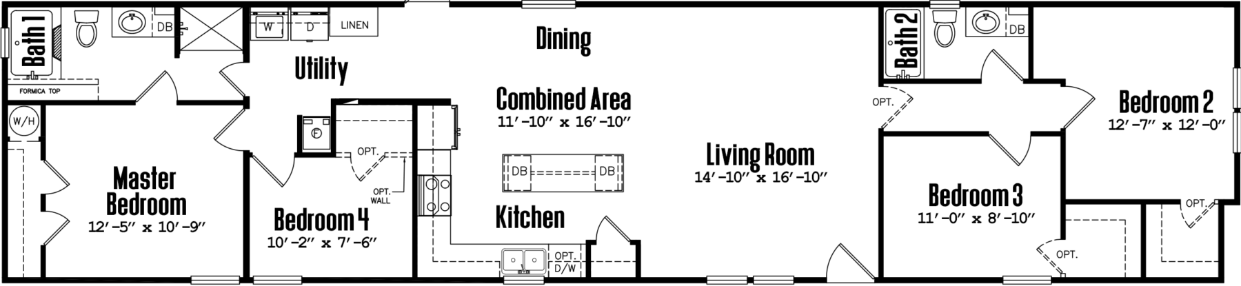 Singlewide h-18×80-42a floor plan home features