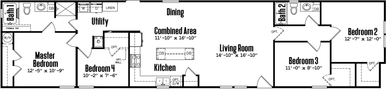 Ultra 18-wide h-18×80-42a floor plan home features