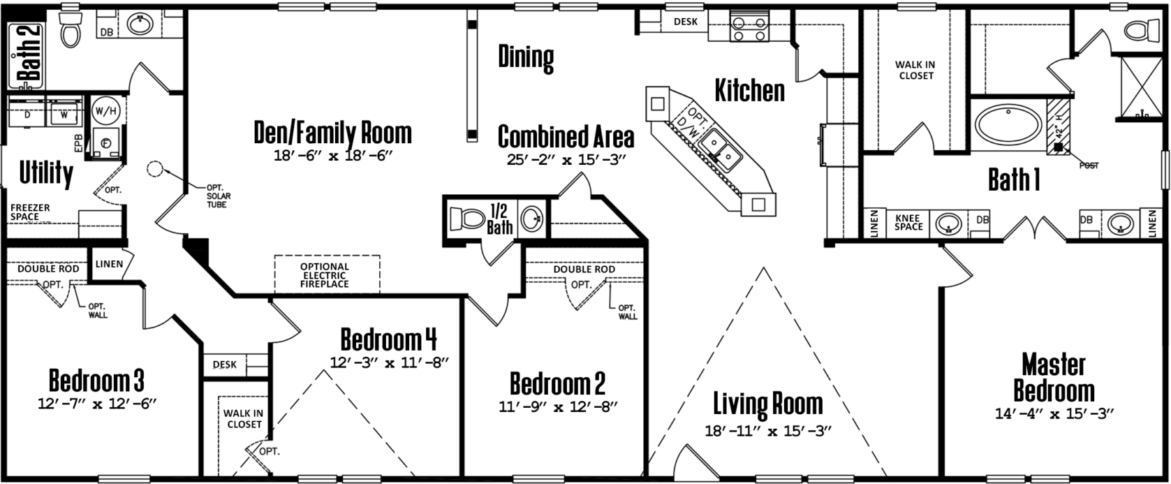 Doublewide 32×80-42.5b floor plan home features