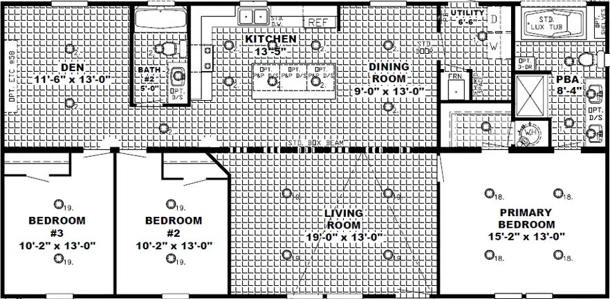 The morris floor plan home features