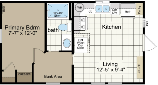 Park model aph-529-15 floor plan home features