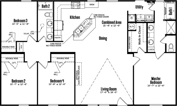 Doublewide h-32×56-42a floor plan home features